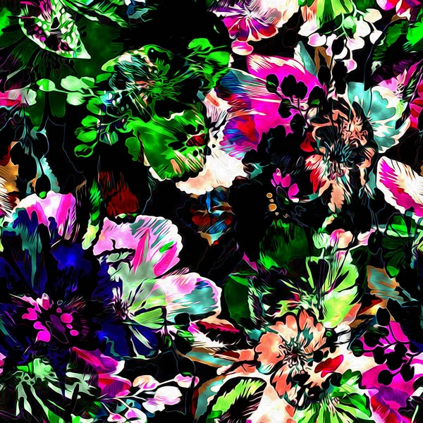 Floral Ακουαρέλα Μείγμα Υφή Σύγχρονο Μοτίβο — Φωτογραφία Αρχείου