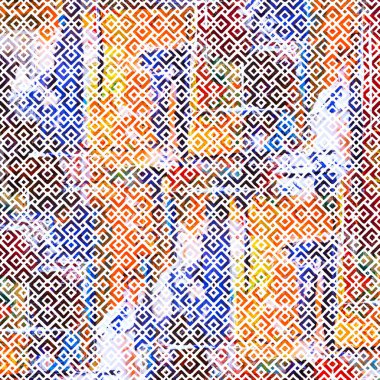 Suluboya efektli geometrik desen