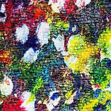 Suluboya efektli geometrik desen