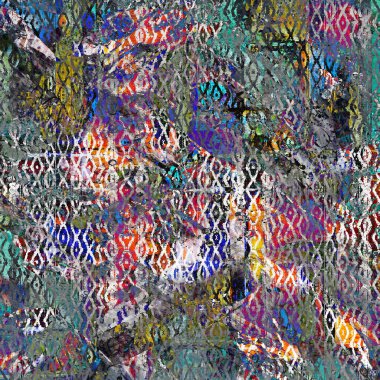 Suluboya efektli geometrik desen