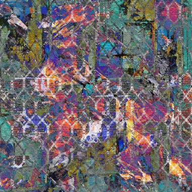 Suluboya efektli geometrik desen