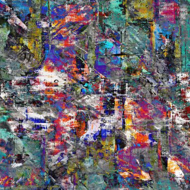 Suluboya efektli geometrik desen