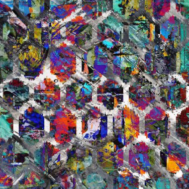 Suluboya efektli geometrik desen