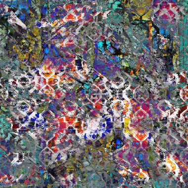 Suluboya efektli geometrik desen