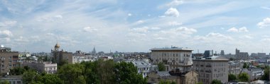 Panorama güneşli Moskova yüksek çözünürlüklü fotoğraf