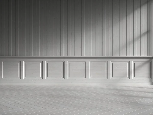 3D-Rendering des weißen Interieurs mit klassischen Paneelen — Stockfoto
