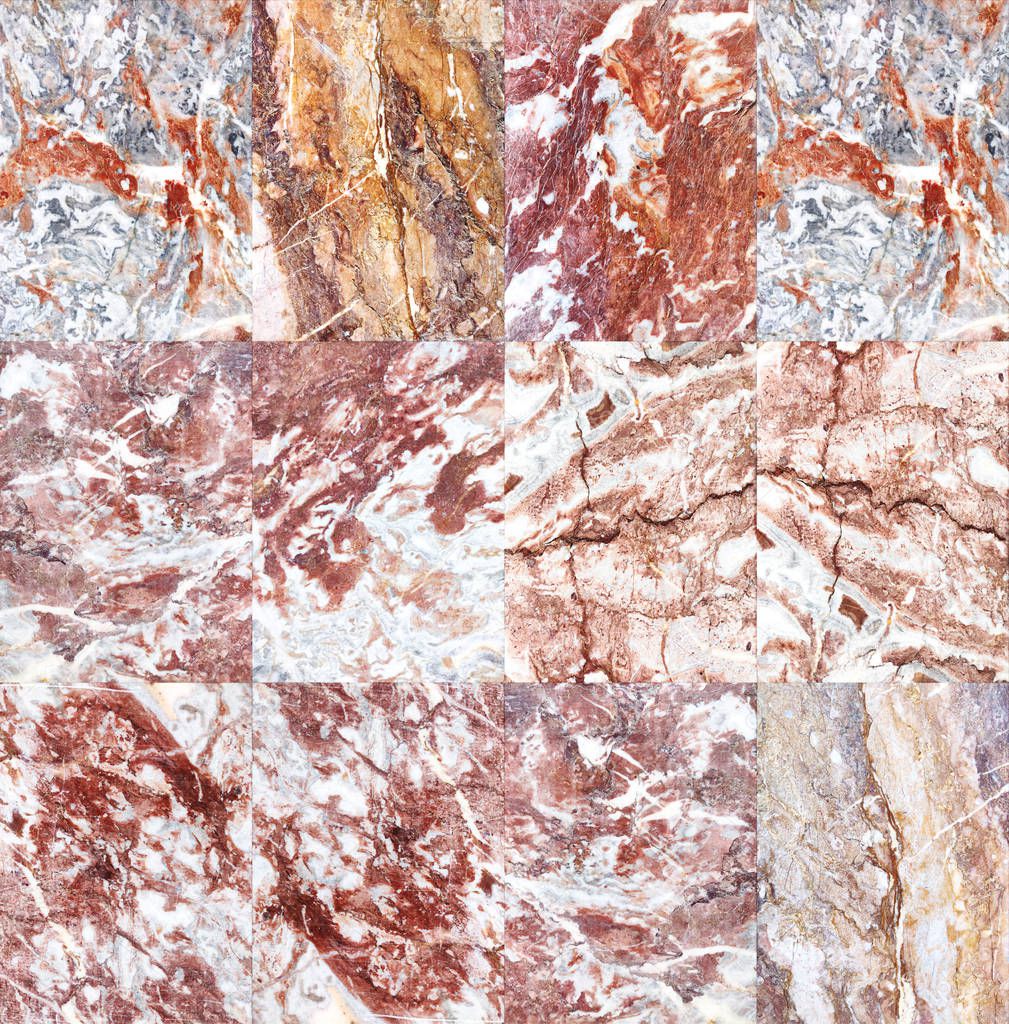 Red marble consisting of many blocks seamless texture