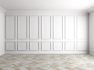 Beyaz iç panel duvar 8k ile 3D render