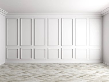 Beyaz iç panel duvar 8k ile 3D render