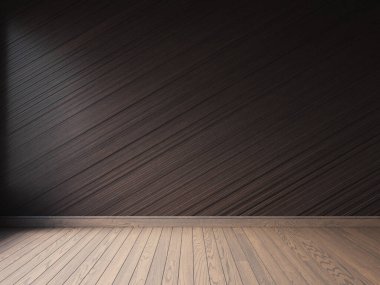 3D döşeme ve ahşap paneller ile boş iç döşeme