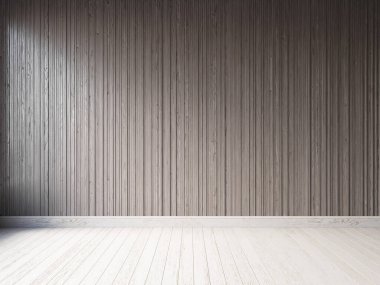 3D döşeme ve ahşap paneller ile boş iç döşeme