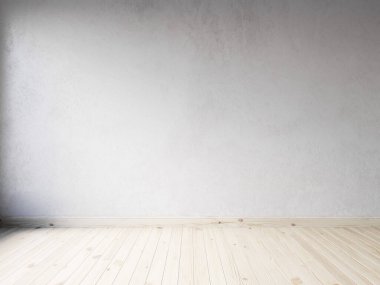 3D döşeme ve ahşap paneller ile boş iç döşeme