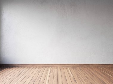 3D döşeme ve ahşap paneller ile boş iç döşeme