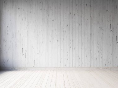 3D döşeme ve ahşap paneller ile boş iç döşeme