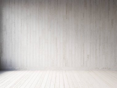 3D döşeme ve ahşap paneller ile boş iç döşeme