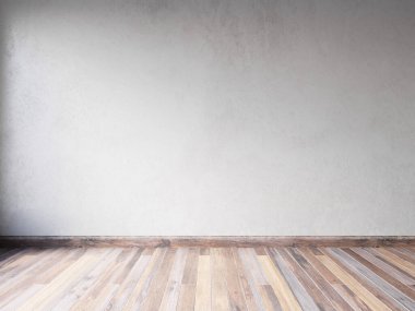 3D döşeme ve ahşap paneller ile boş iç döşeme