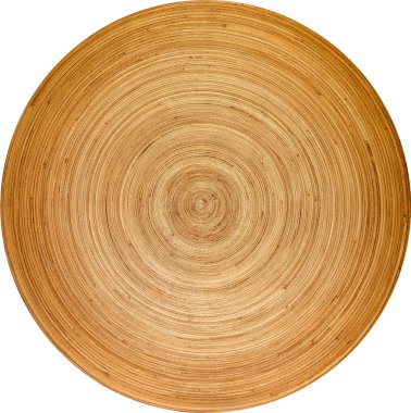 Yuvarlak bir bambu kasesinin ön tarafı.