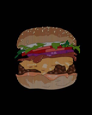 Koyu arka plan, Burger illüstrasyon vektör