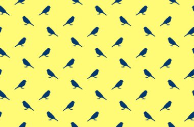 Büyük titmouses silueti ile sorunsuz vektör desen