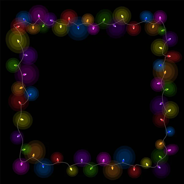Cadre Lumières Noël Colorées Illustration Vectorielle — Image vectorielle