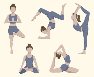 Yoga, yaparken kadın illüstrasyon vektör
