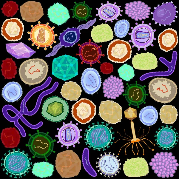 Conjunto Diferentes Virus Ilustración Vectorial — Vector de stock