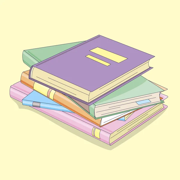 Stack of books on light background, vector illustration