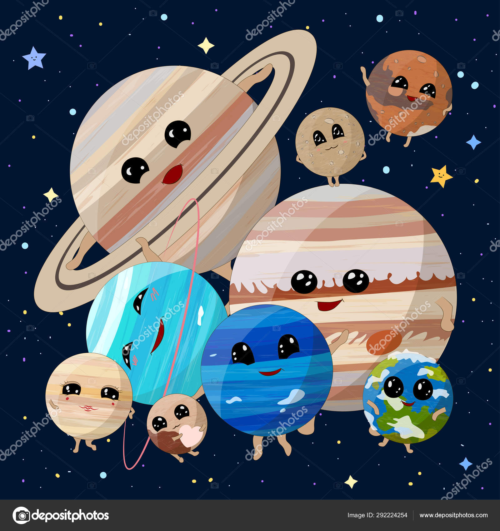 Cartoon Planets Solar System Space Background Vector Illustration Stock  Vector Image by ©nltoshevikova #292224254