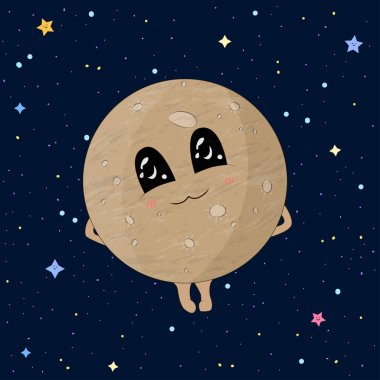 Uzay arka planda Karikatür Mercury gezegen, vektör illüstrasyon