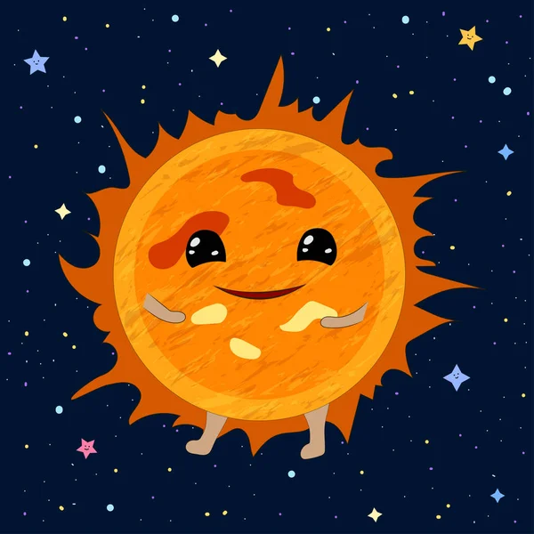 Dibujos Animados Sol Espacio Fondo Ilustración Vectorial — Vector de stock