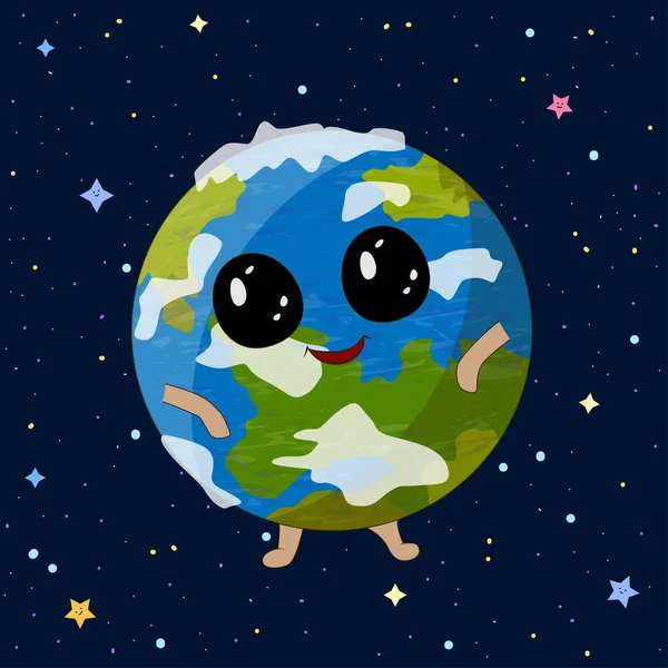 Cartoon Earth Planet Tle Przestrzeni Ilustracja Wektorowa — Wektor stockowy