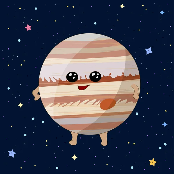 Cartoon Júpiter Planeta Fundo Espaço Ilustração Vetorial Vetores De Stock Royalty-Free