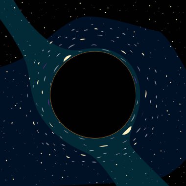 Yerçekimsel merceksel ile kara delik, vektör illüstrasyon