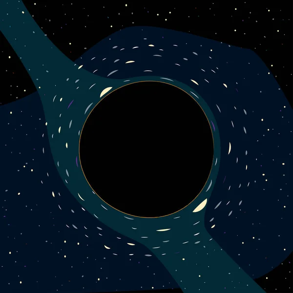 Agujero Negro Con Lente Gravitacional Ilustración Vectorial — Vector de stock