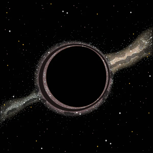 Schwarzes Loch Mit Gravitationslinse Galaxie Hintergrund Vektorillustration lizenzfreie Stockillustrationen