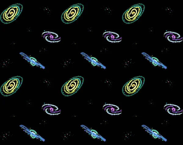 Modèle Sans Couture Avec Galaxies Illustration Vectorielle — Image vectorielle