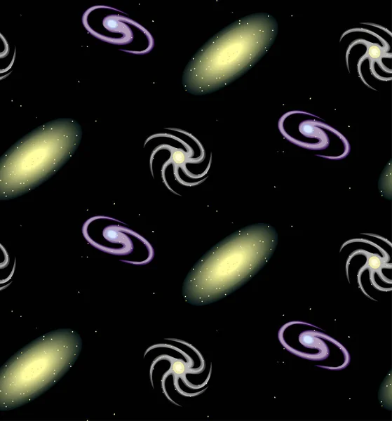 Padrão Sem Costura Com Galáxias Ilustração Vetorial — Vetor de Stock