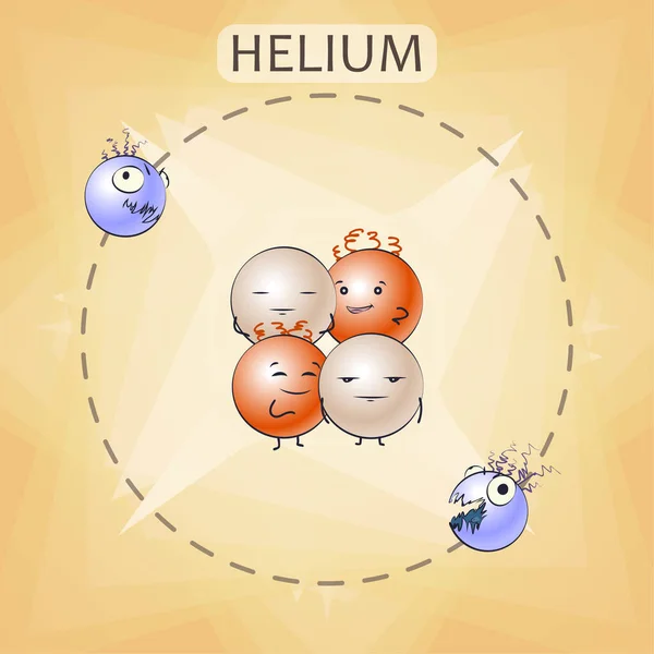 Cartoon Helium Atom Vektorillustration — Stockvektor