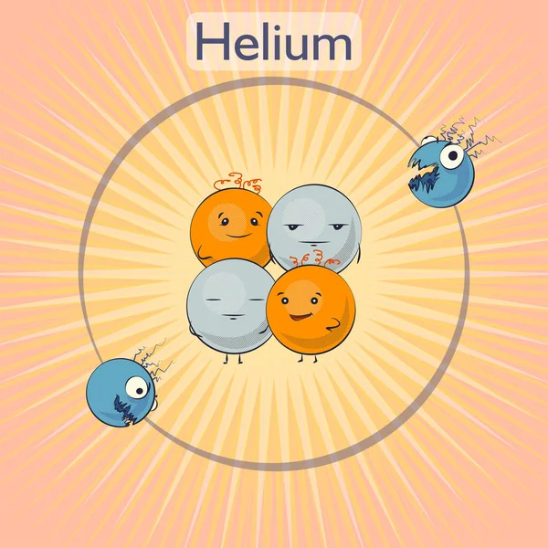 Cartoon Helium Atom Vektorillustration — Stockvektor