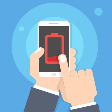 Düşük pil smartphone düz stil içinde