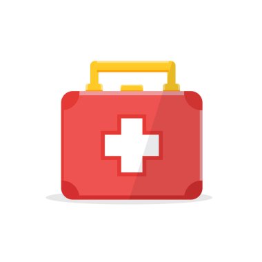 Kırmızı ilk yardım seti kutusu düz tasarım