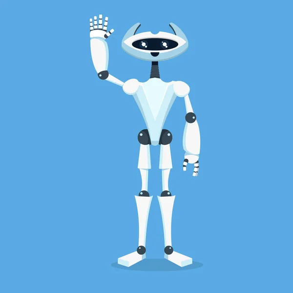 Robot Assistant Personnage Sur Fond Bleu — Image vectorielle