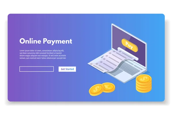 Concept Paiement Ligne Dans Style Isométrique — Image vectorielle