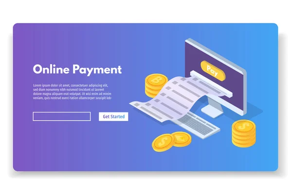 Concept Paiement Ligne Dans Style Isométrique — Image vectorielle