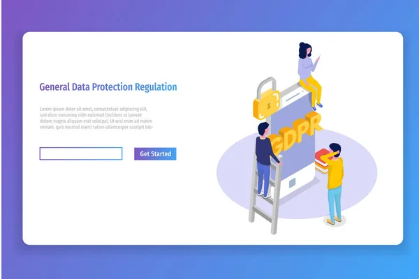 Концепція Загального Регулювання Захисту Даних Ізометричному Стилі — стоковий вектор