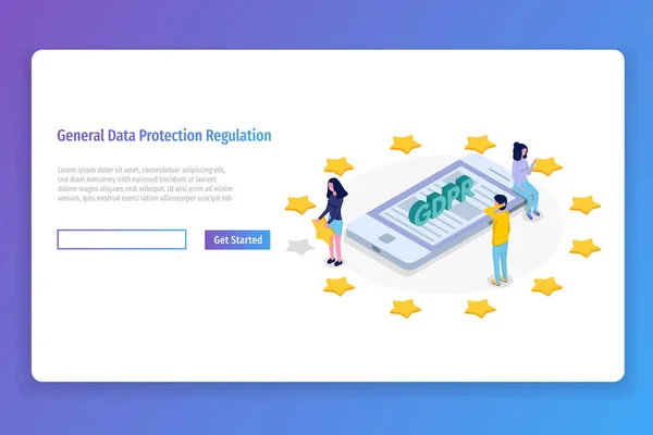 Концепція Загального Регулювання Захисту Даних Ізометричному Стилі — стоковий вектор