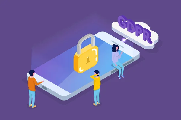 Concepto Reglamento General Protección Datos Estilo Isométrico — Archivo Imágenes Vectoriales