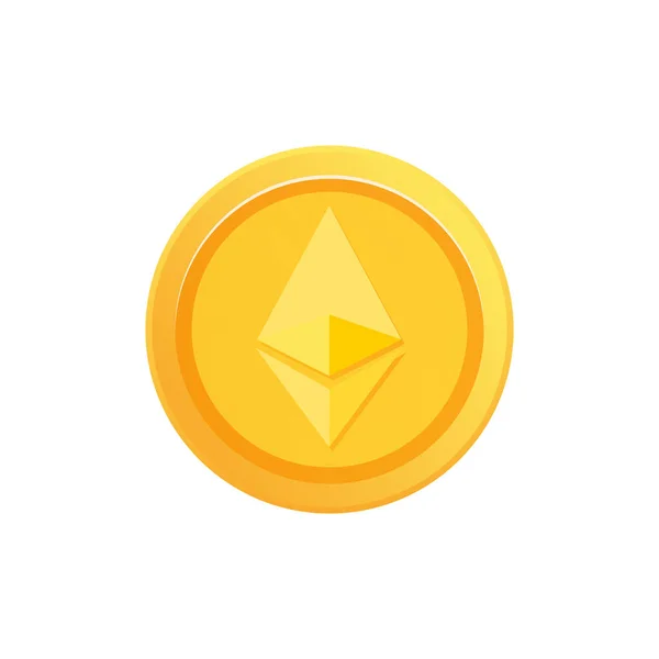 Ethereum Cryptocurrency Gold Coin Icon White Background — Stock Vector