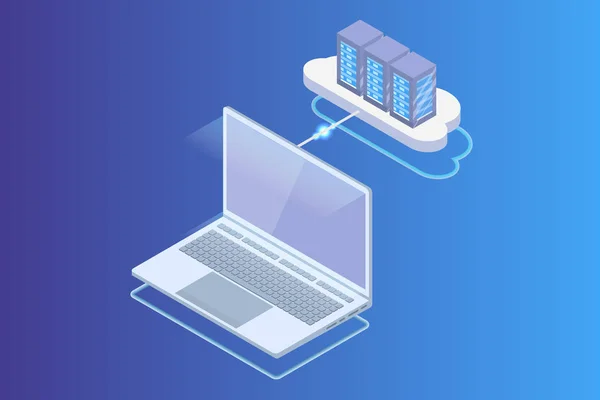 Concepto Tecnología Computación Nube Estilo Isométrico — Vector de stock