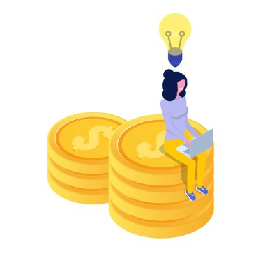 Kullanıcı karakter izometrik. Düz stil vektör çizim.